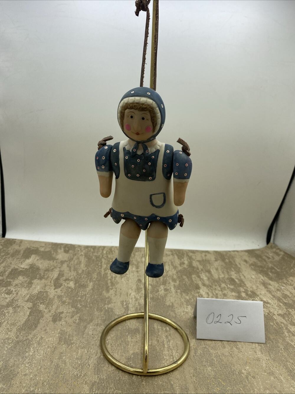 MIDWEST IMPORTERS 1985 Porcelain VINTAGE JOINTED HANGING DOLL FIGURINE/ORNAMENT